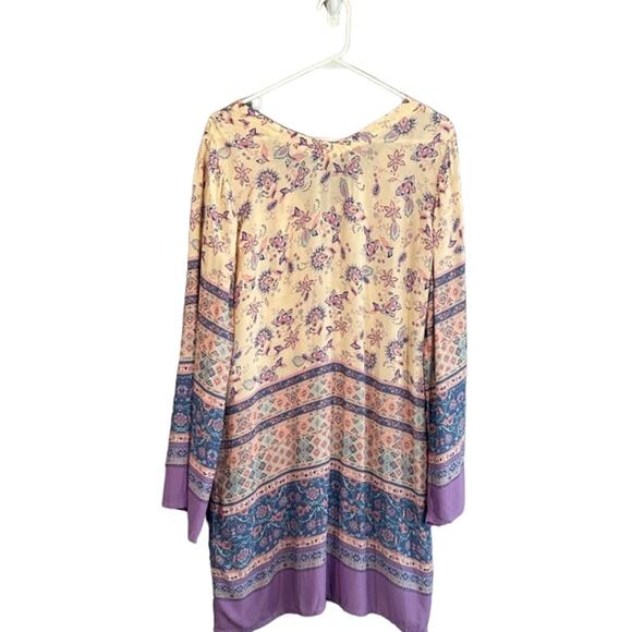 Olivaceous Pink & Purple Colorful Bright Long Sleeve Boho Dress Women Sz M - Picture 2 of 10